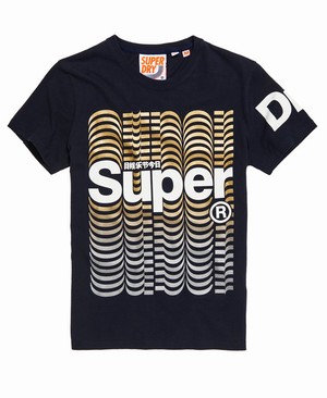 Superdry Super Blend Colours Férfi Pólók Sötétkék | QGLUR1478